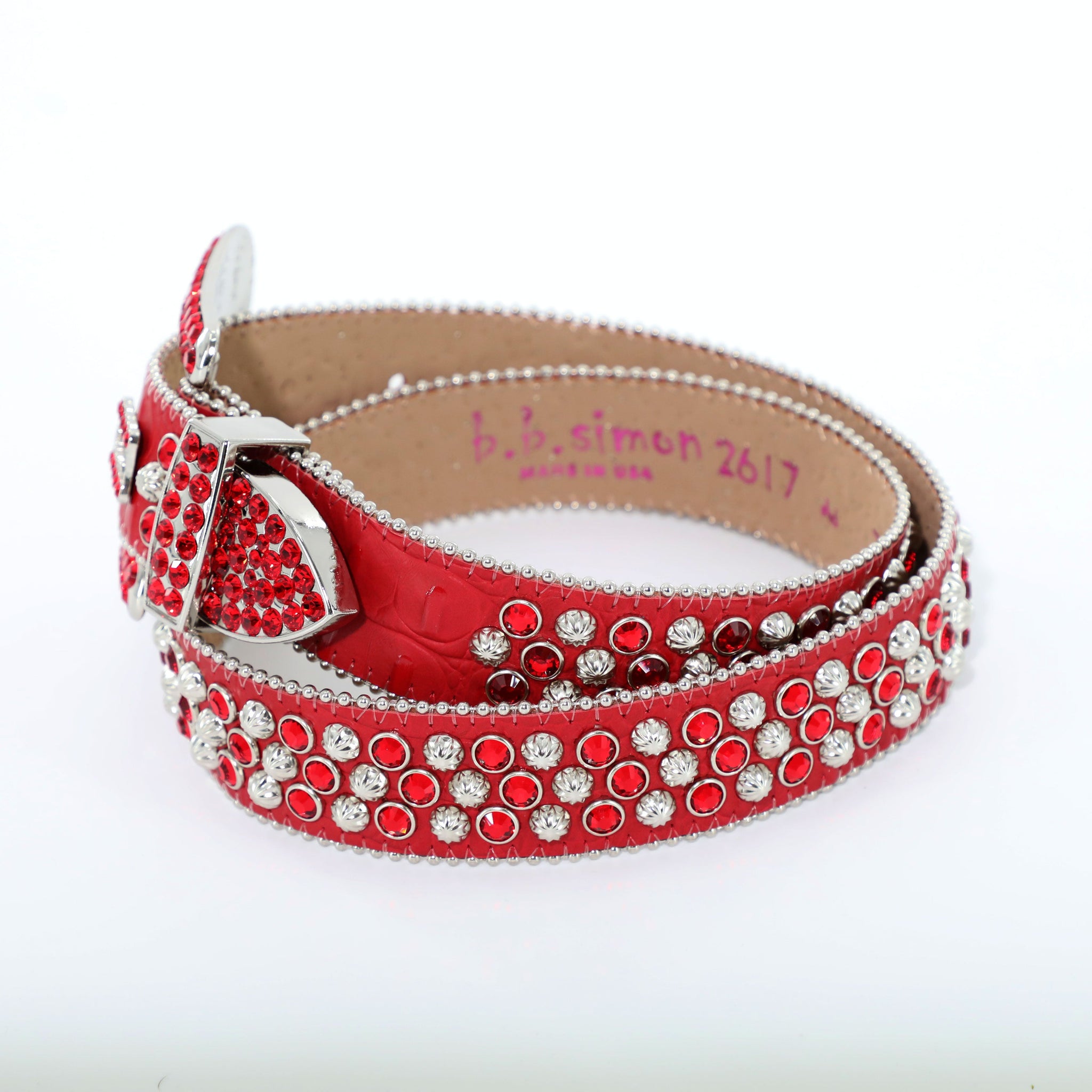 BB SIMON BELT W/ RED SWAROVSKI AND SILVER PARACHUTE - RED