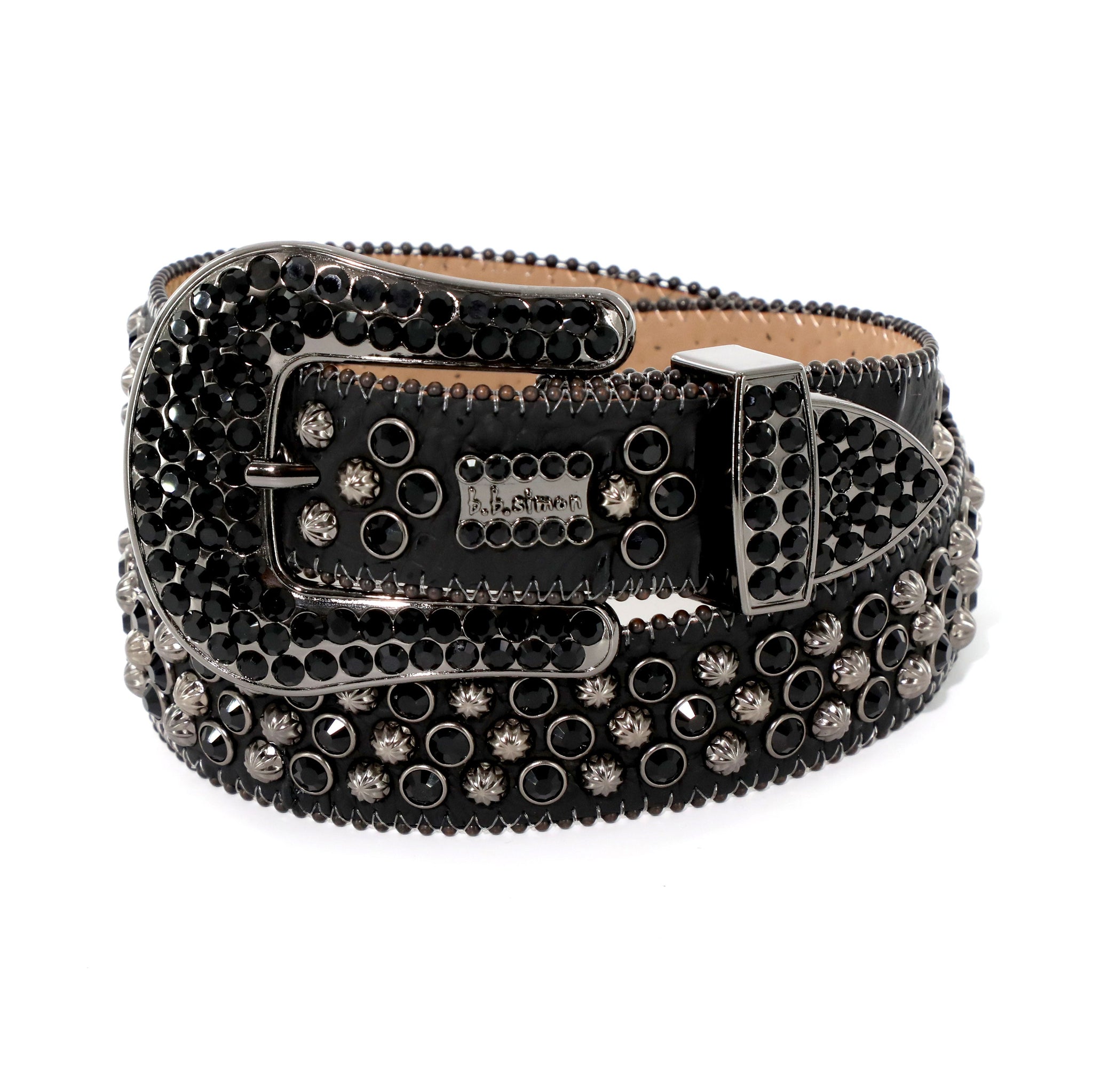 BB SIMON BELT W/ BLACK SWAROVSKI AND PEWTER PARACHUTE - BLACK