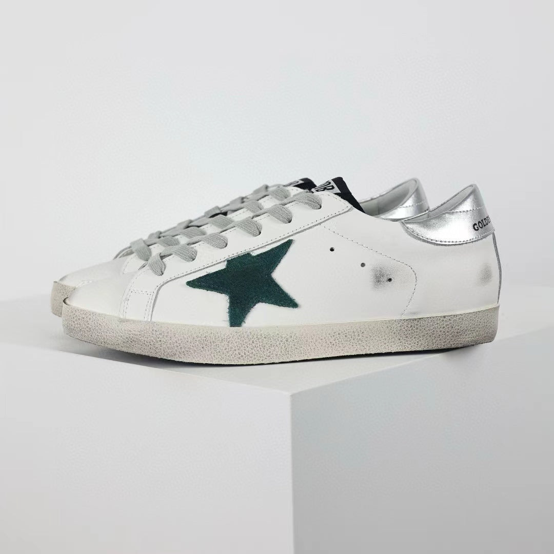 Golden Goose Ball-Star Green Star Silver Heel Tab