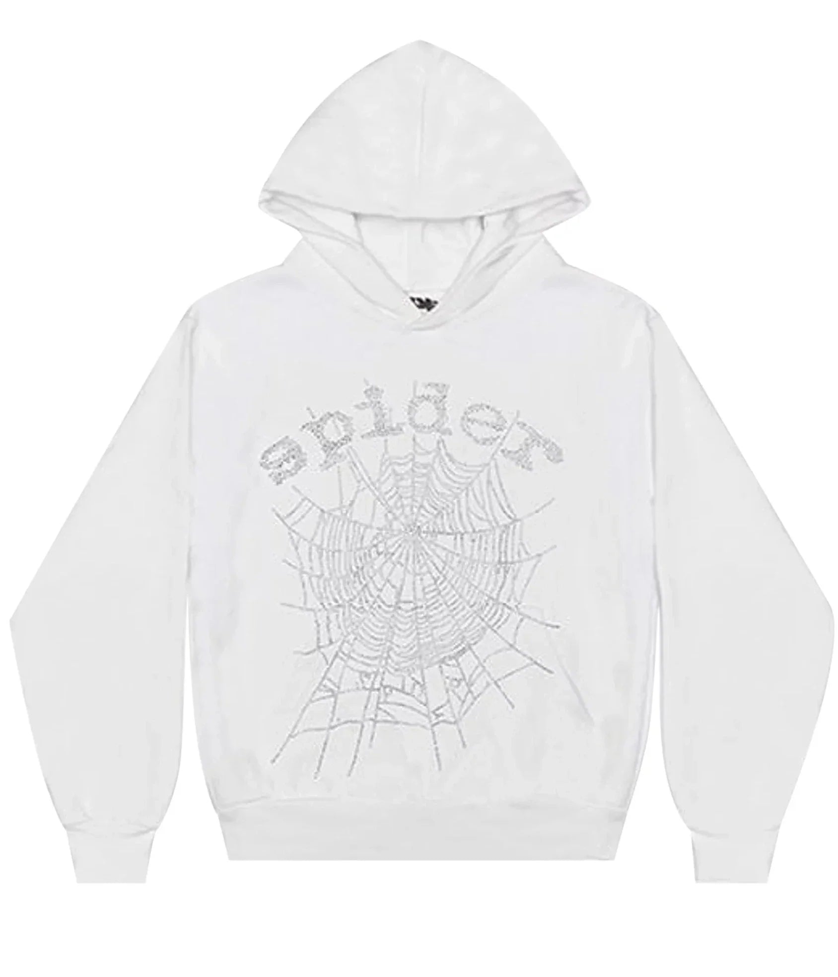 SP5DER RHINESTONE WHITE HOODIE - WHITE