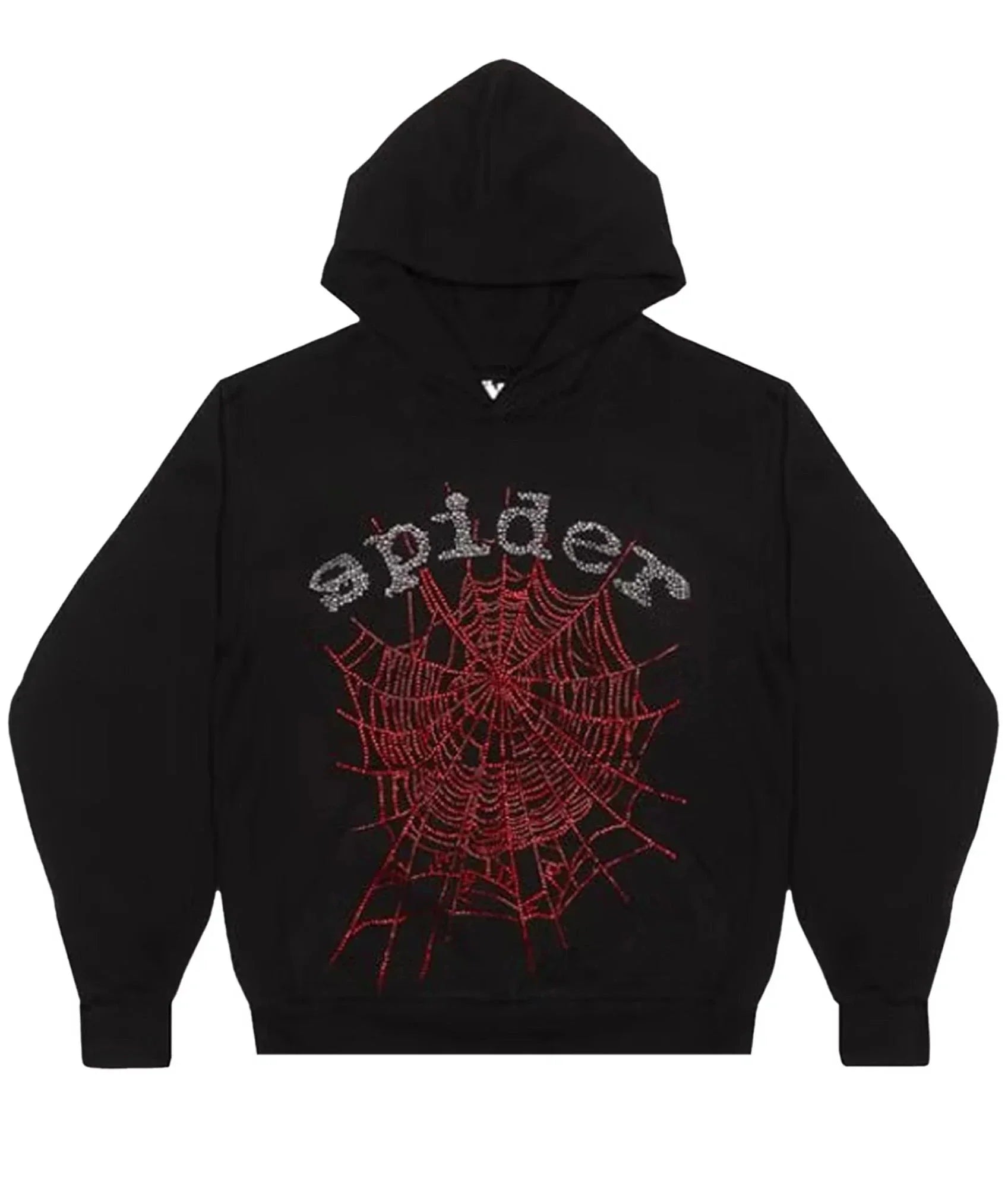 SP5DER RHINESTONE BLACK HOODIE - BLACK