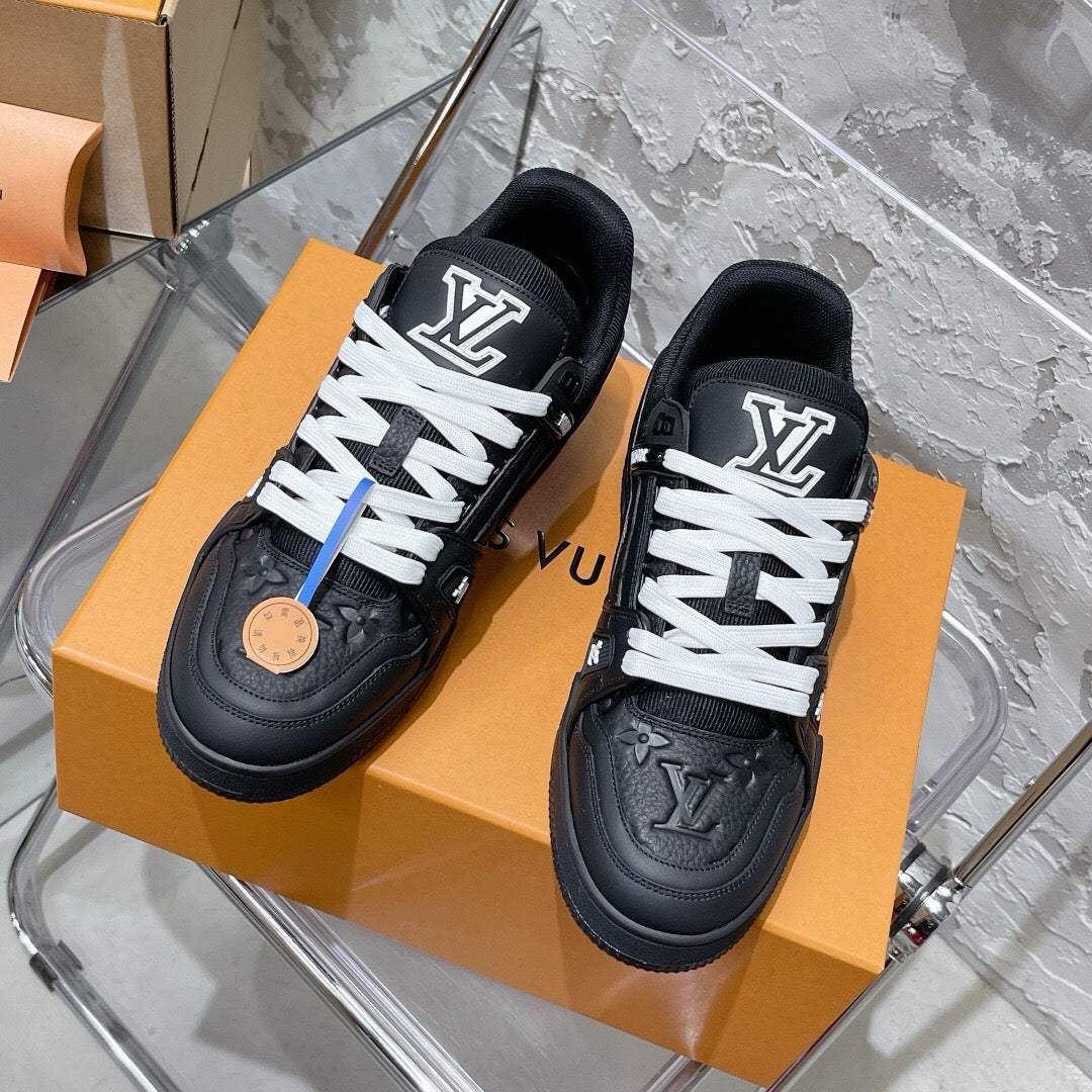 LV Trainers Black Embossed Monogram