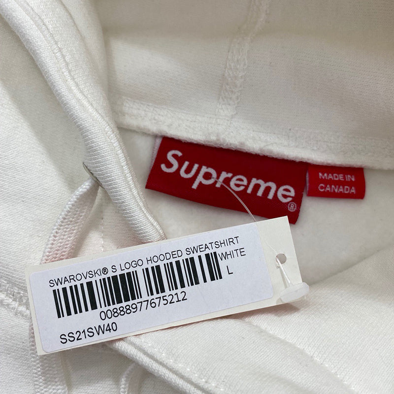 Supreme Swarovski S Logo Hooded Sweatshirt White