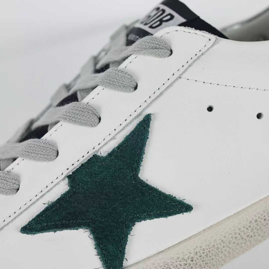 Golden Goose Ball-Star Green Star Silver Heel Tab