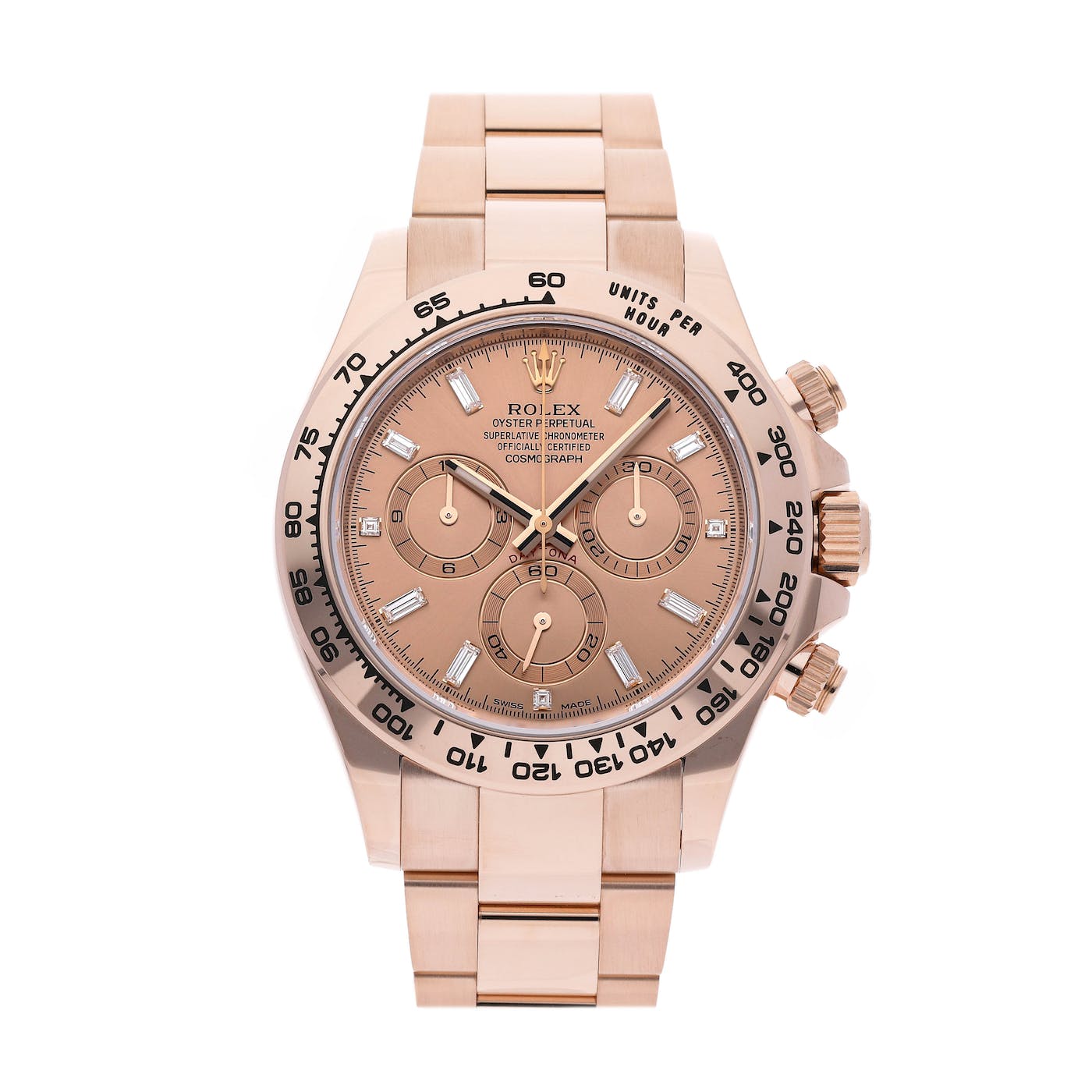 Rolex Daytona Rose Gold 116505 Pink Baguette Dial