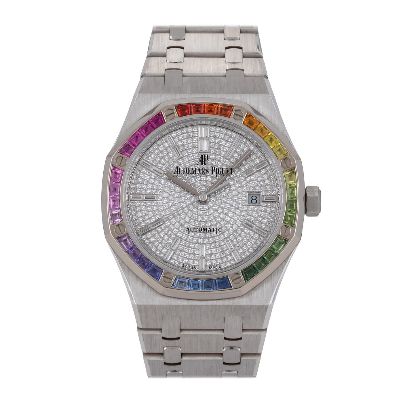 Audemars Piguet Royal Oak White Gold Factory Rainbow Bezel 15413BC