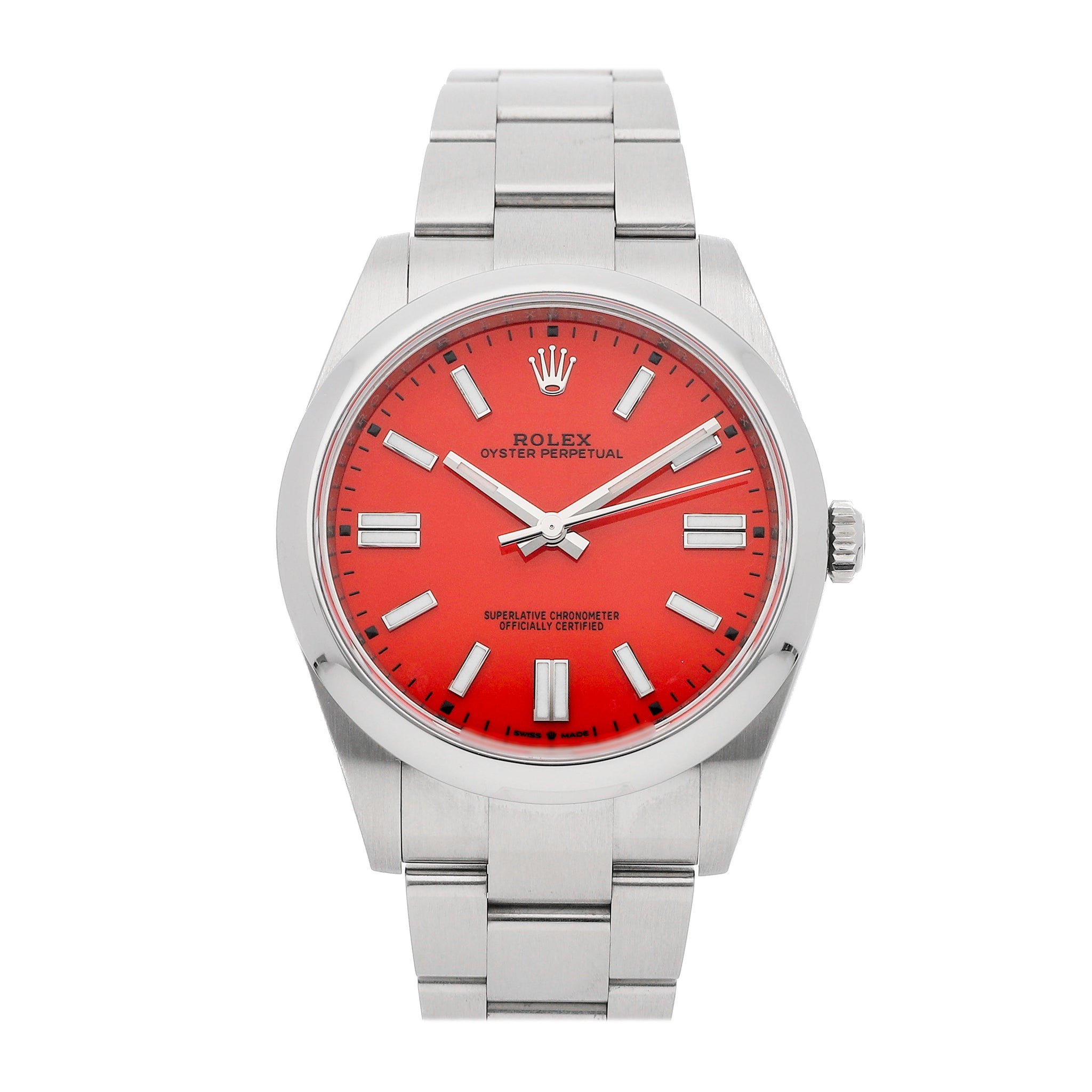 Rolex Oyster Perpetual Stainless Steel 41mm 124300 Coral DIal