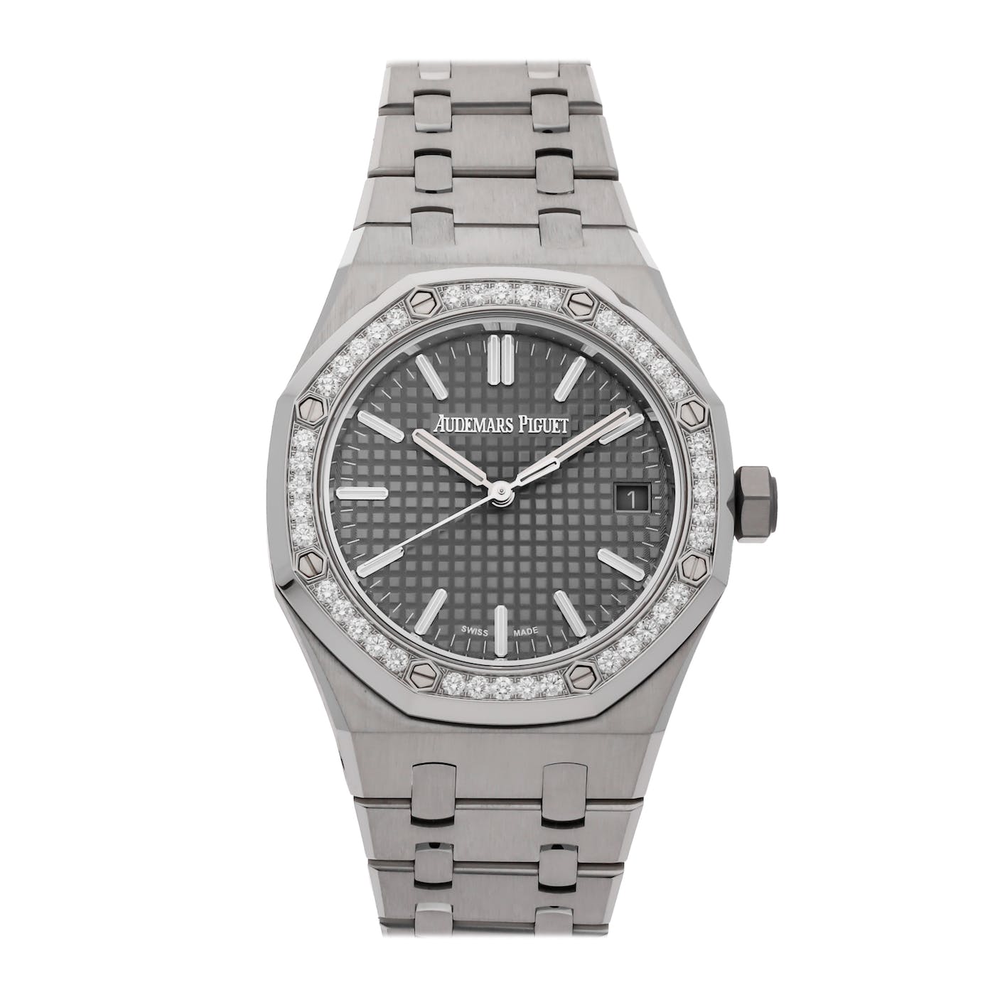 Audemars Piguet Royal Oak Stainless Steel Factory Diamond Bezel 37mm 50th Anniversary 15551ST