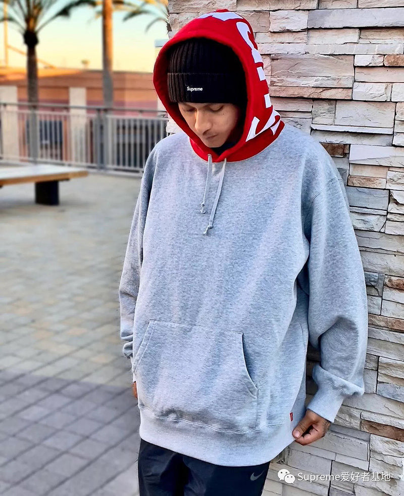 Supreme Contrast Hooded Sweatshirt Heather Gray