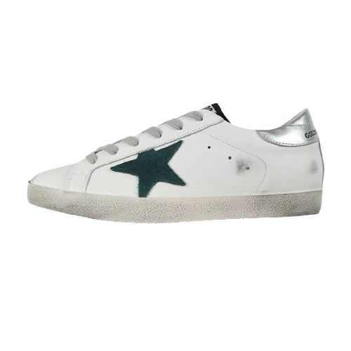 Golden Goose Ball-Star Green Star Silver Heel Tab