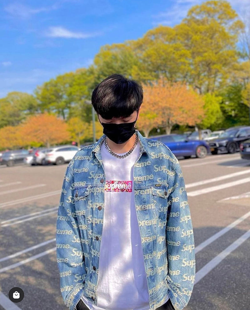 Supreme Frayed Logos Denim Trucker Jacket Blue – Theory