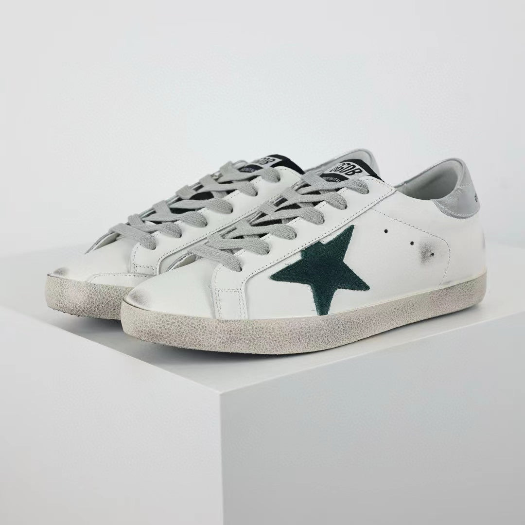 Golden Goose Ball-Star Green Star Silver Heel Tab