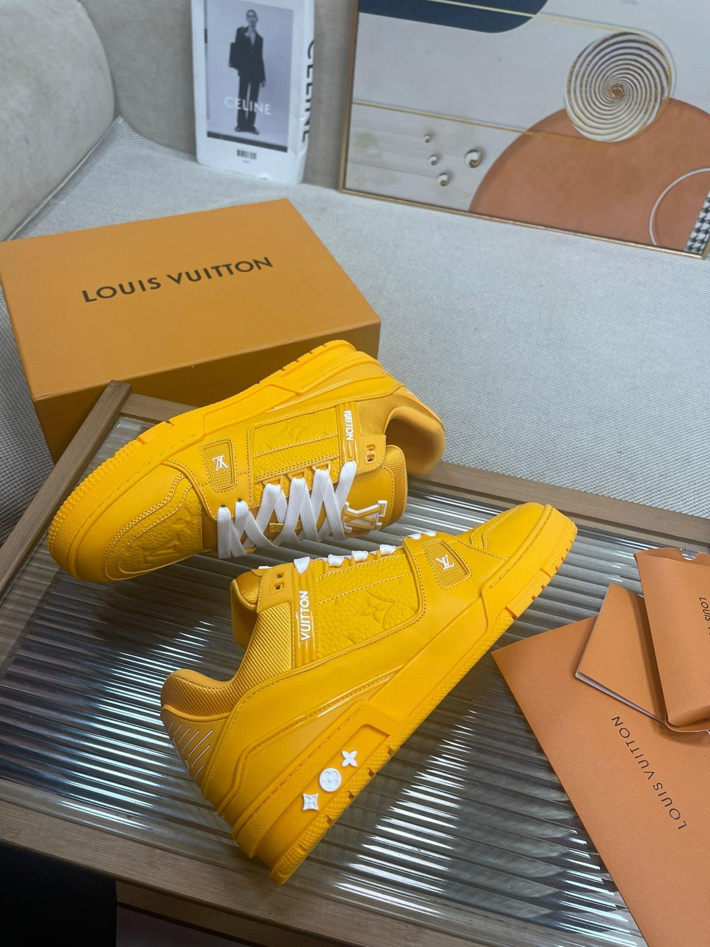 LV Trainers Yellow Embossed Monogram
