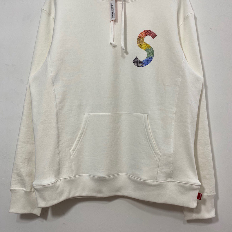 Supreme Swarovski S Logo Hooded Sweatshirt White