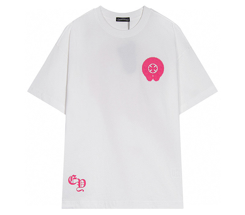 Chrome Hearts - Pink Horseshoe T-shirt White