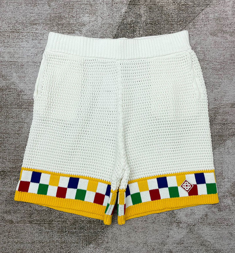 CASABLANCA Faux Crochet Short White/Yellow