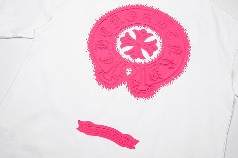 Chrome Hearts - Pink Horseshoe T-shirt White