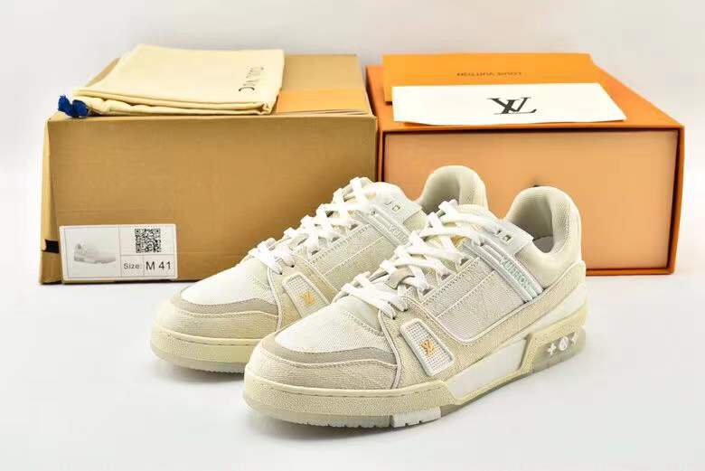 Louis Vuitton Trainer Beige Monogram Denim White