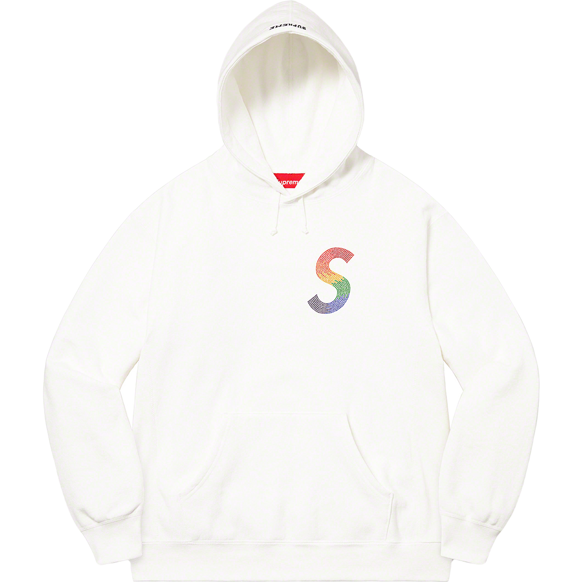 Supreme Swarovski S Logo Hooded Sweatshirt White