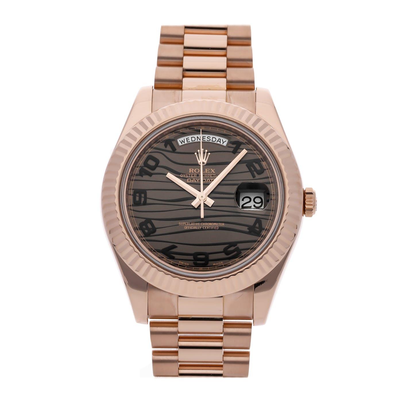 Rolex Day Date 2 41mm Rose Gold "Chocolate Wave" 218235