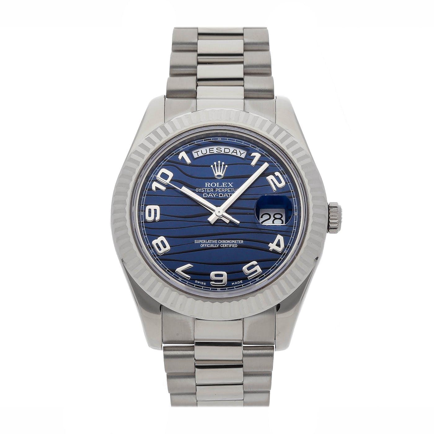 Rolex Day Date 2 41mm White Gold Blue Wave 218239